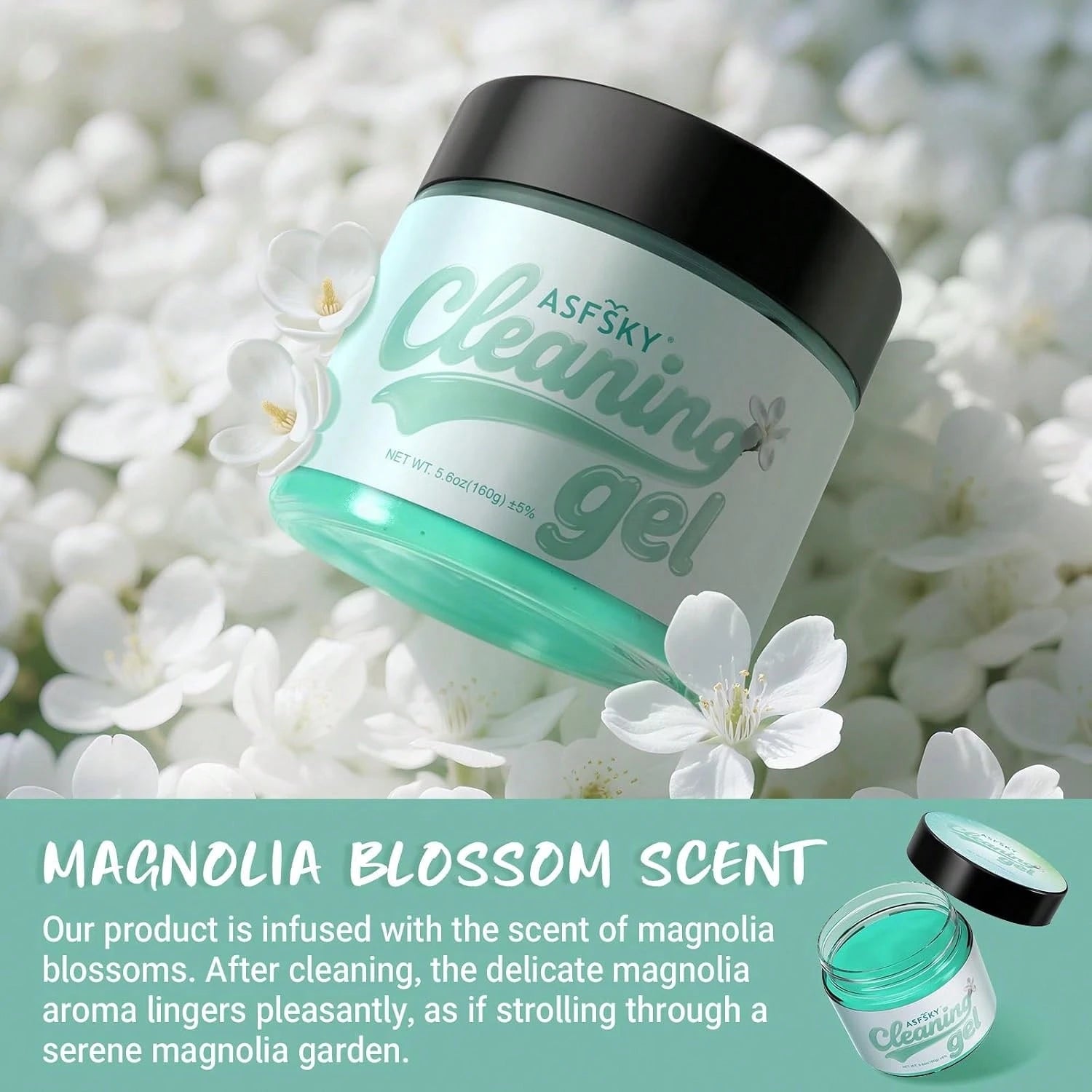 ASFSKY Car Cleaning Gel (Green,Magnolia) Cleaning Putty Universal Dust Cleaning Car Interior Cleaner Keyboard Dust Remover Car Slime Gifts For Women
