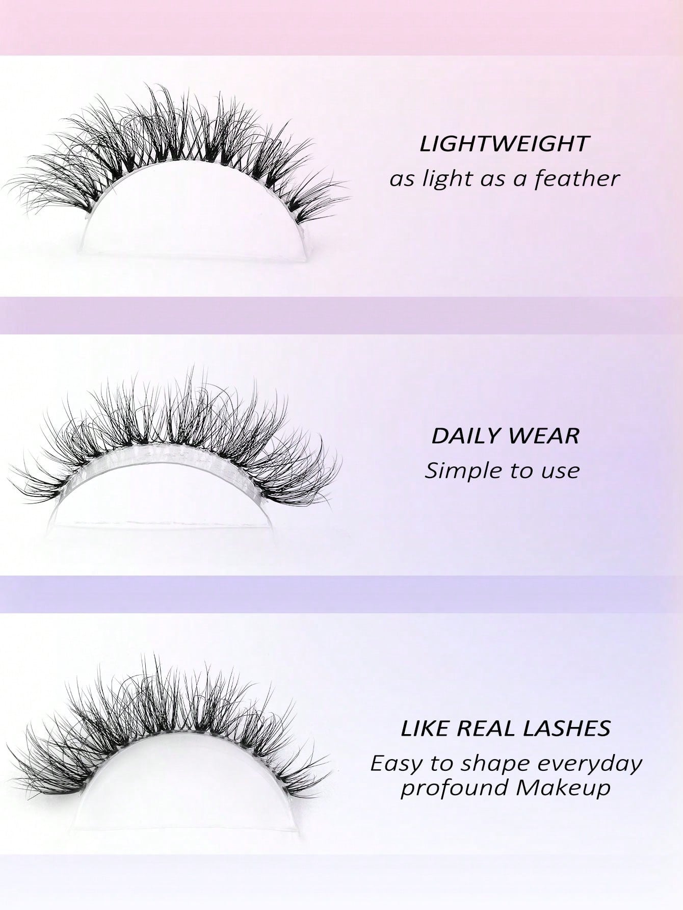 Asiteo 7 Pairs Transparent False Eyelashes, Faux Mink Cat Eye Lashes, Natural Fluffy Curly Thick False Eyelashes, Makeup Travel Essentials