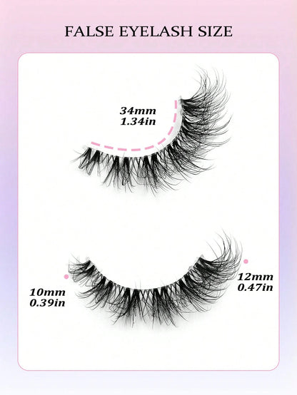 Asiteo 7 Pairs Transparent False Eyelashes, Faux Mink Cat Eye Lashes, Natural Fluffy Curly Thick False Eyelashes, Makeup Travel Essentials