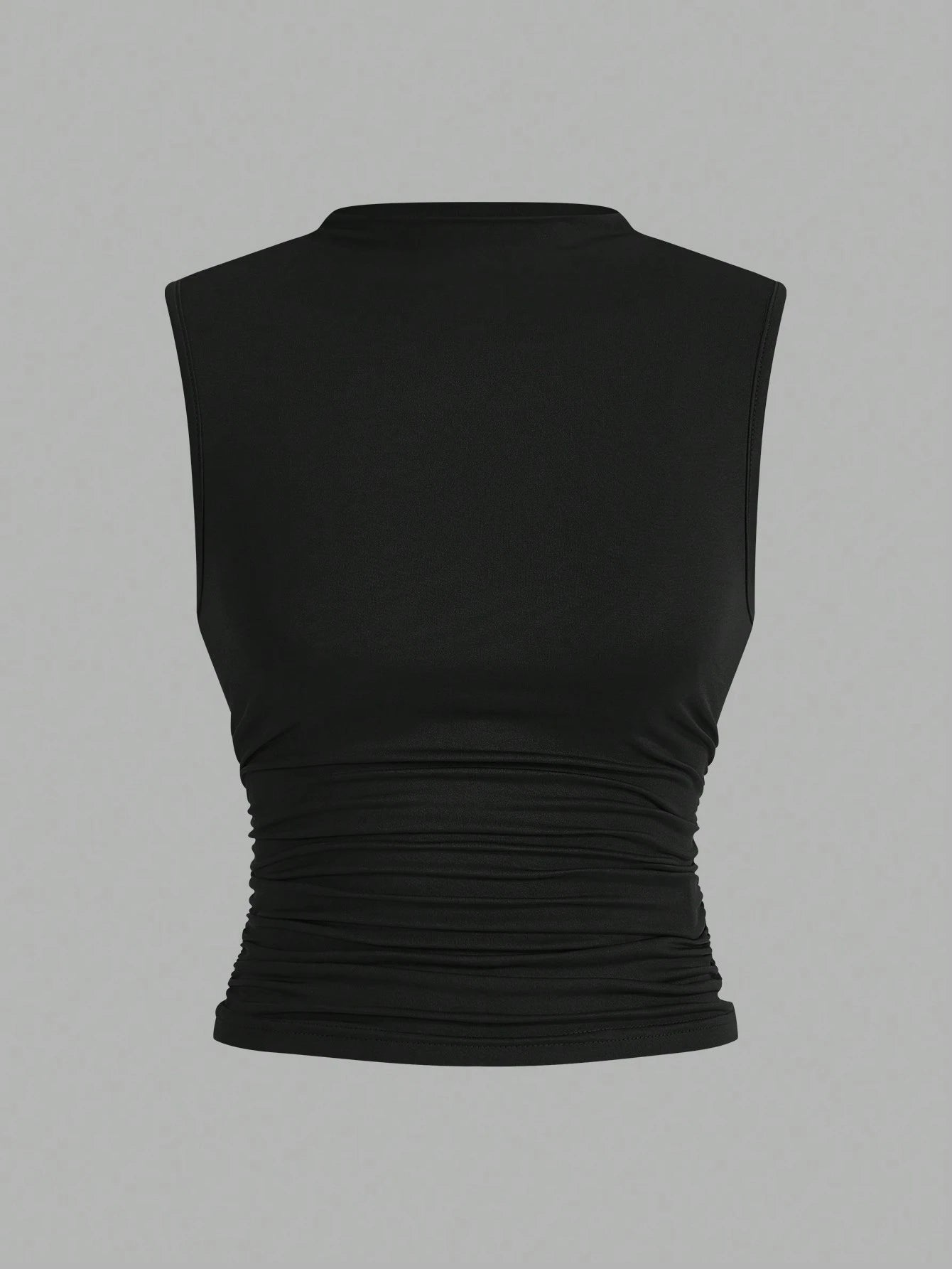 Auralis Plus Size 3-Pack Summer Basic Solid Color Tight Tank Top With Small Stand Collar And Pleated Detailing