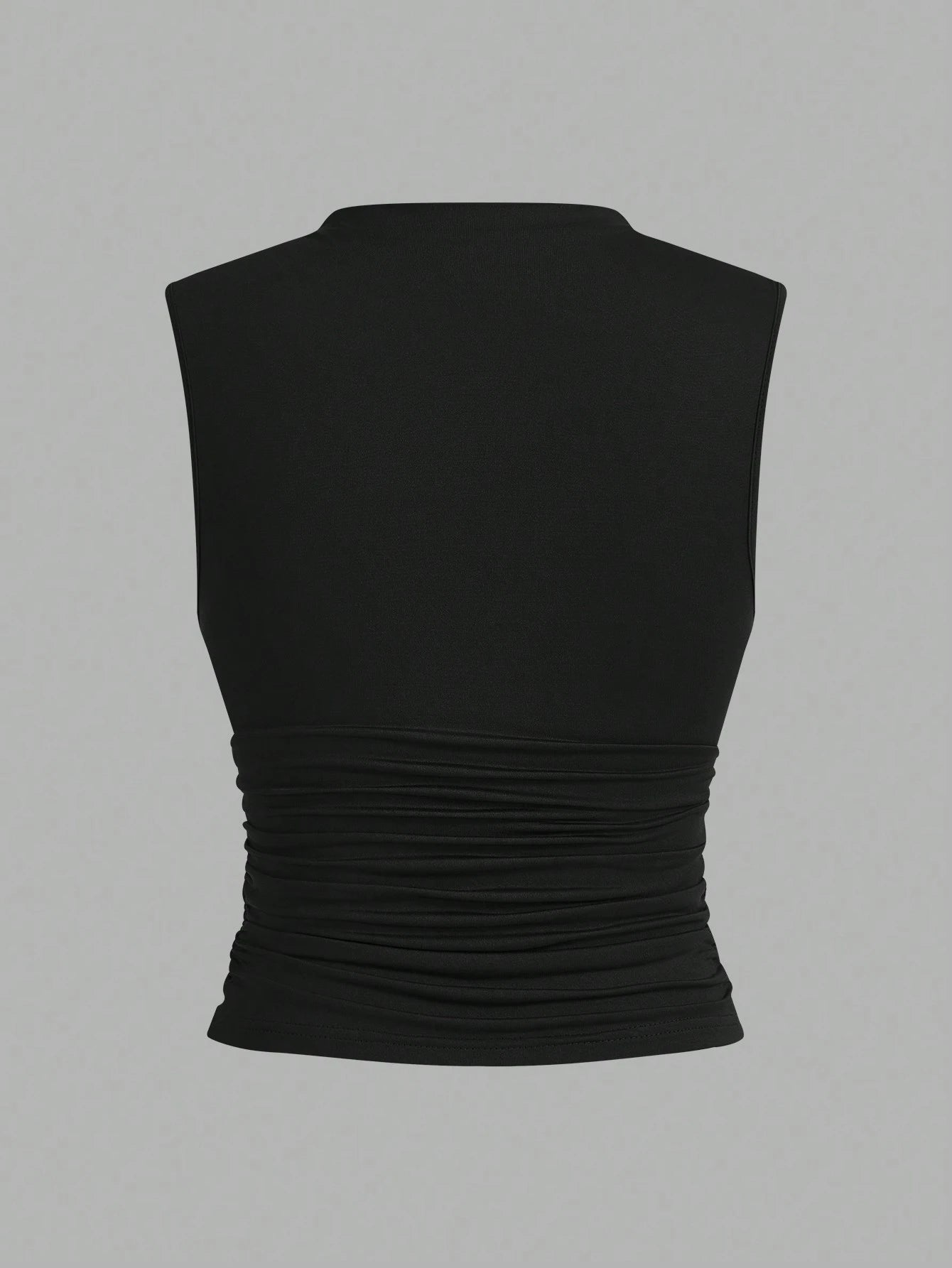 Auralis Plus Size 3-Pack Summer Basic Solid Color Tight Tank Top With Small Stand Collar And Pleated Detailing