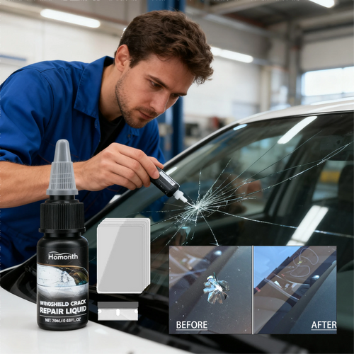 Auto Windshield Crack Care Solution- Auto Glass Care Tools Cracked Glass Adhesive- Easy And Fast Repair For Extended Service Life, Windshield Crack Remover, Vehicle Maintenance, Quick Fix, Portable