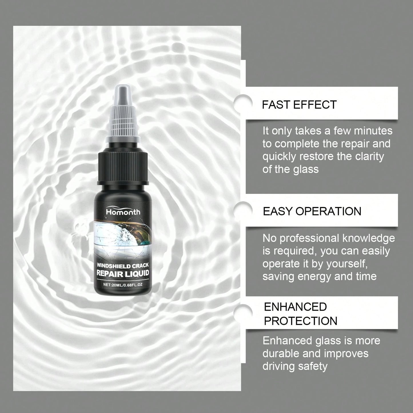 Auto Windshield Crack Care Solution- Auto Glass Care Tools Cracked Glass Adhesive- Easy And Fast Repair For Extended Service Life, Windshield Crack Remover, Vehicle Maintenance, Quick Fix, Portable