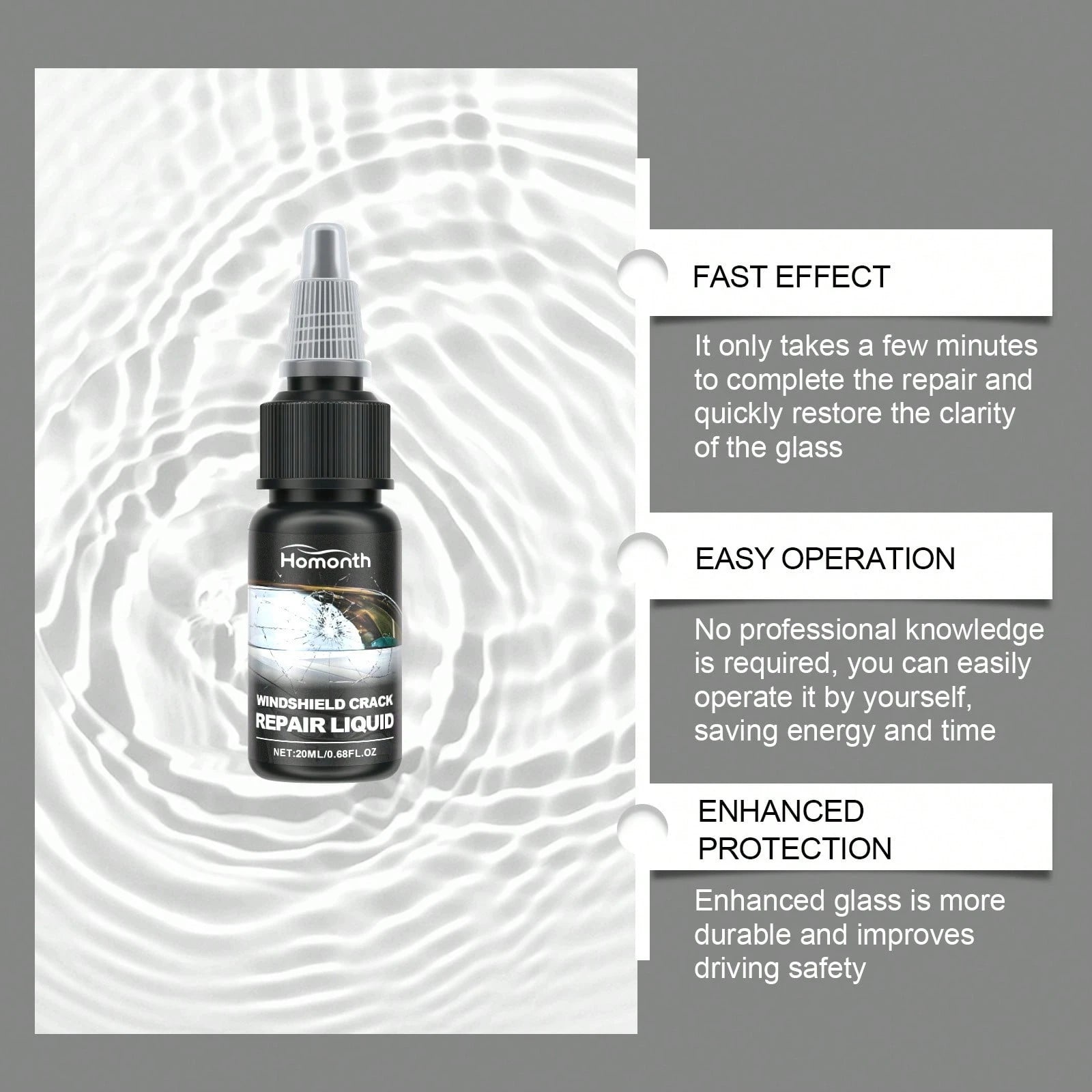 Auto Windshield Crack Care Solution- Auto Glass Care Tools Cracked Glass Adhesive- Easy And Fast Repair For Extended Service Life, Windshield Crack Remover, Vehicle Maintenance, Quick Fix, Portable