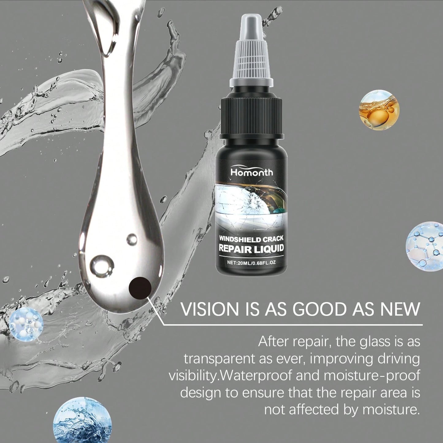 Auto Windshield Crack Care Solution- Auto Glass Care Tools Cracked Glass Adhesive- Easy And Fast Repair For Extended Service Life, Windshield Crack Remover, Vehicle Maintenance, Quick Fix, Portable
