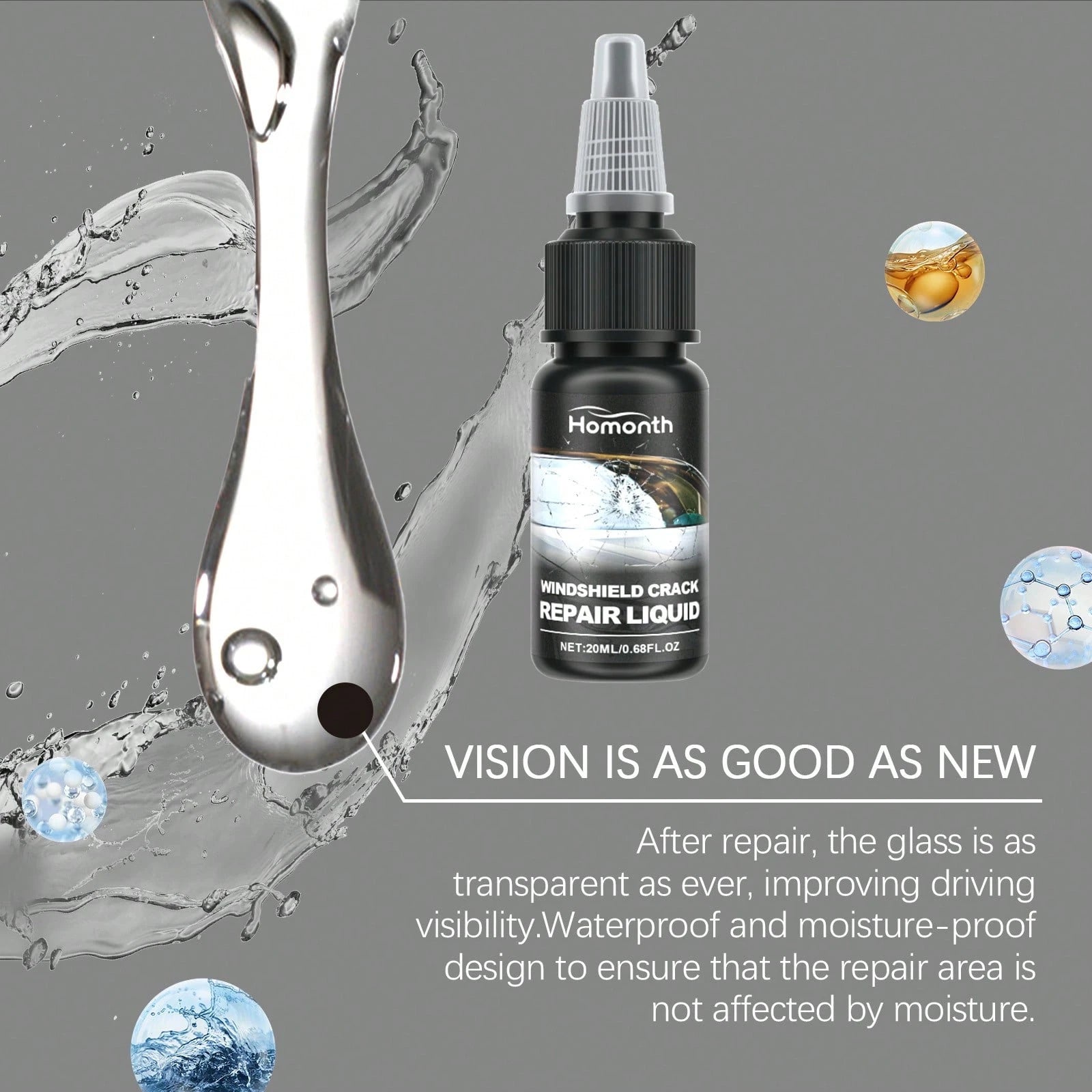 Auto Windshield Crack Care Solution- Auto Glass Care Tools Cracked Glass Adhesive- Easy And Fast Repair For Extended Service Life, Windshield Crack Remover, Vehicle Maintenance, Quick Fix, Portable