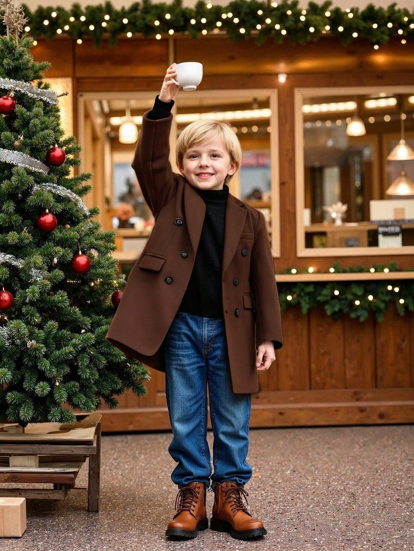 Autumn/Winter British Style Toddler Boys Children Long Coat