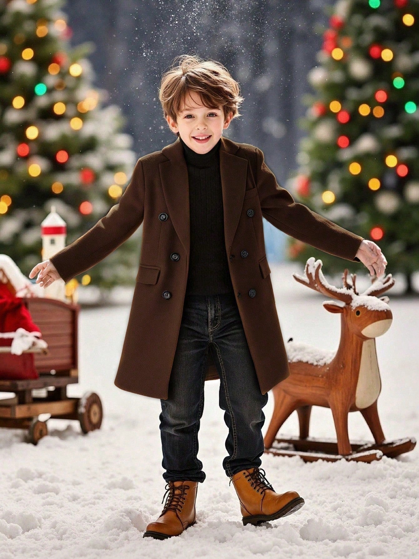 Autumn/Winter British Style Toddler Boys Children Long Coat