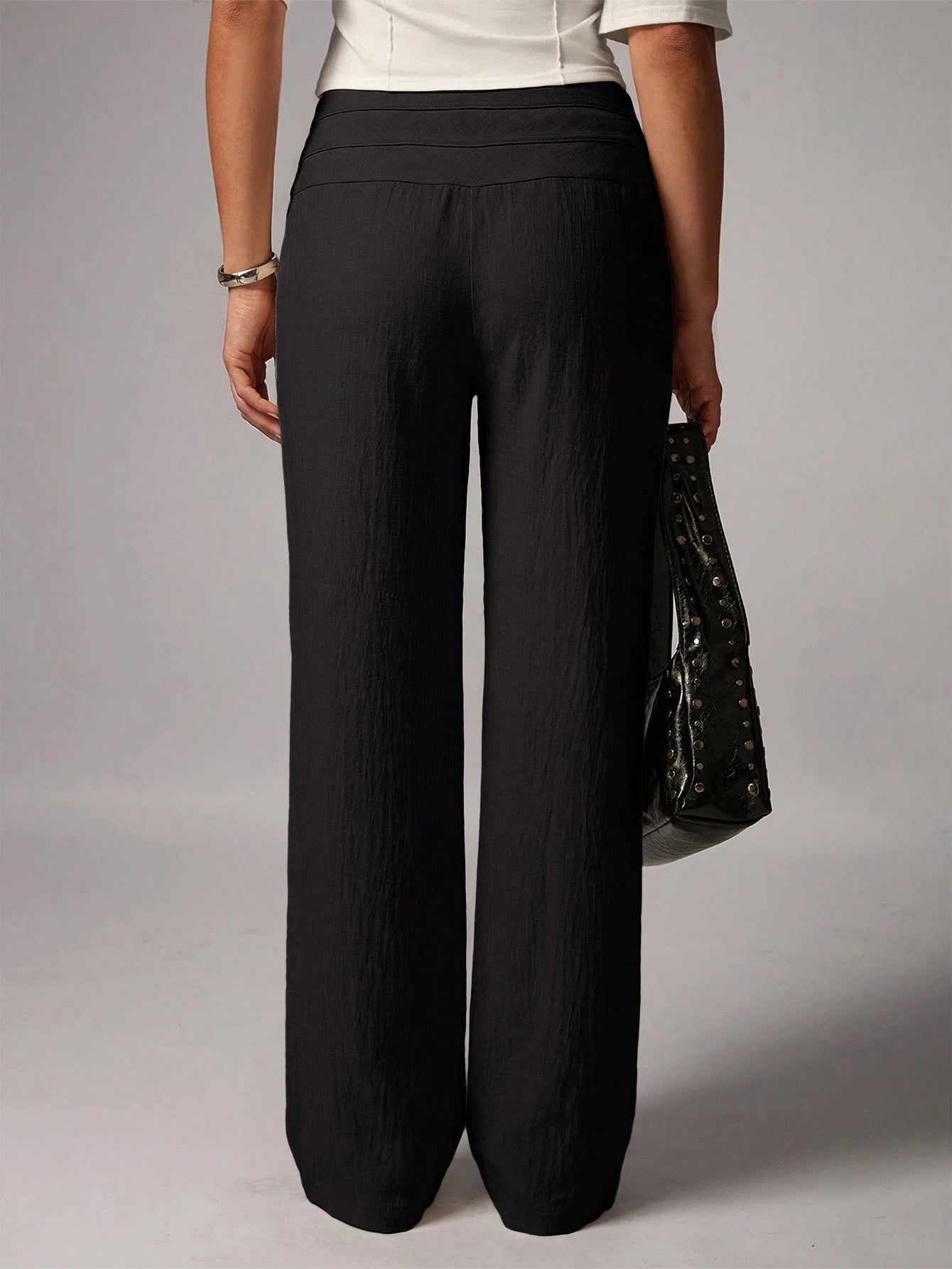 Avenya Linen Casual Loose Waist Tie Decor Floor Length Pants