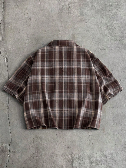 AXEPEAK Men's Loose Fit PU Short Sleeve Shirt, Streetwear Inspired