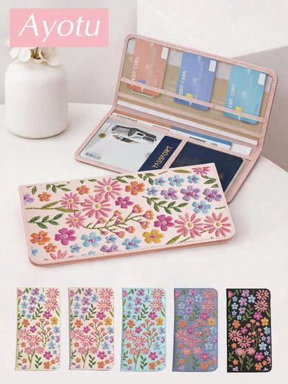 Ayotu 2D Embroidered Plant Pattern Car Registration & Insurance Holder- Vehicle Glove Box Organizer, Car And Truck Accessory Box, Suitable For Storing Important Documents, Driver's License, Passport