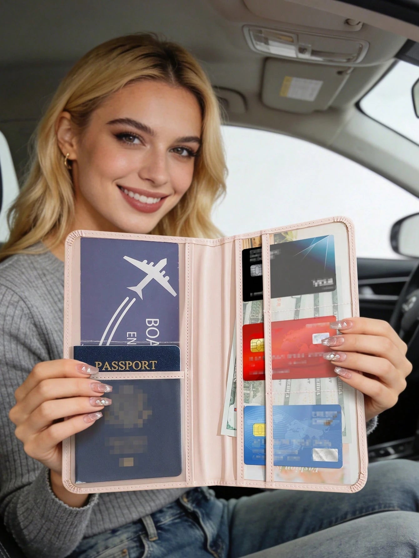 Ayotu 2D Embroidered Plant Pattern Car Registration & Insurance Holder- Vehicle Glove Box Organizer, Car And Truck Accessory Box, Suitable For Storing Important Documents, Driver's License, Passport