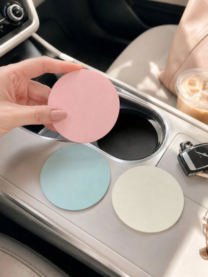 Ayotu 2pcs Universal Car Cup Holder Mats, Quick-Drying Non-Slip Car Cup Coasters, Cute Cartoon Design, Suitable For Car Interior, 2.8 Inch Size, Washable, Women's Car Decor Accessories