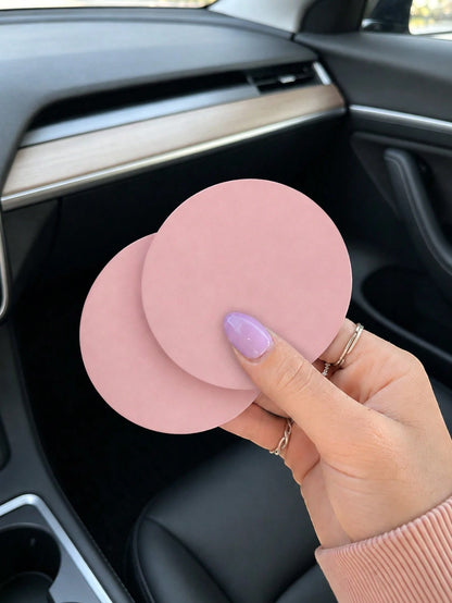 Ayotu 2pcs Universal Car Cup Holder Mats, Quick-Drying Non-Slip Car Cup Coasters, Cute Cartoon Design, Suitable For Car Interior, 2.8 Inch Size, Washable, Women's Car Decor Accessories