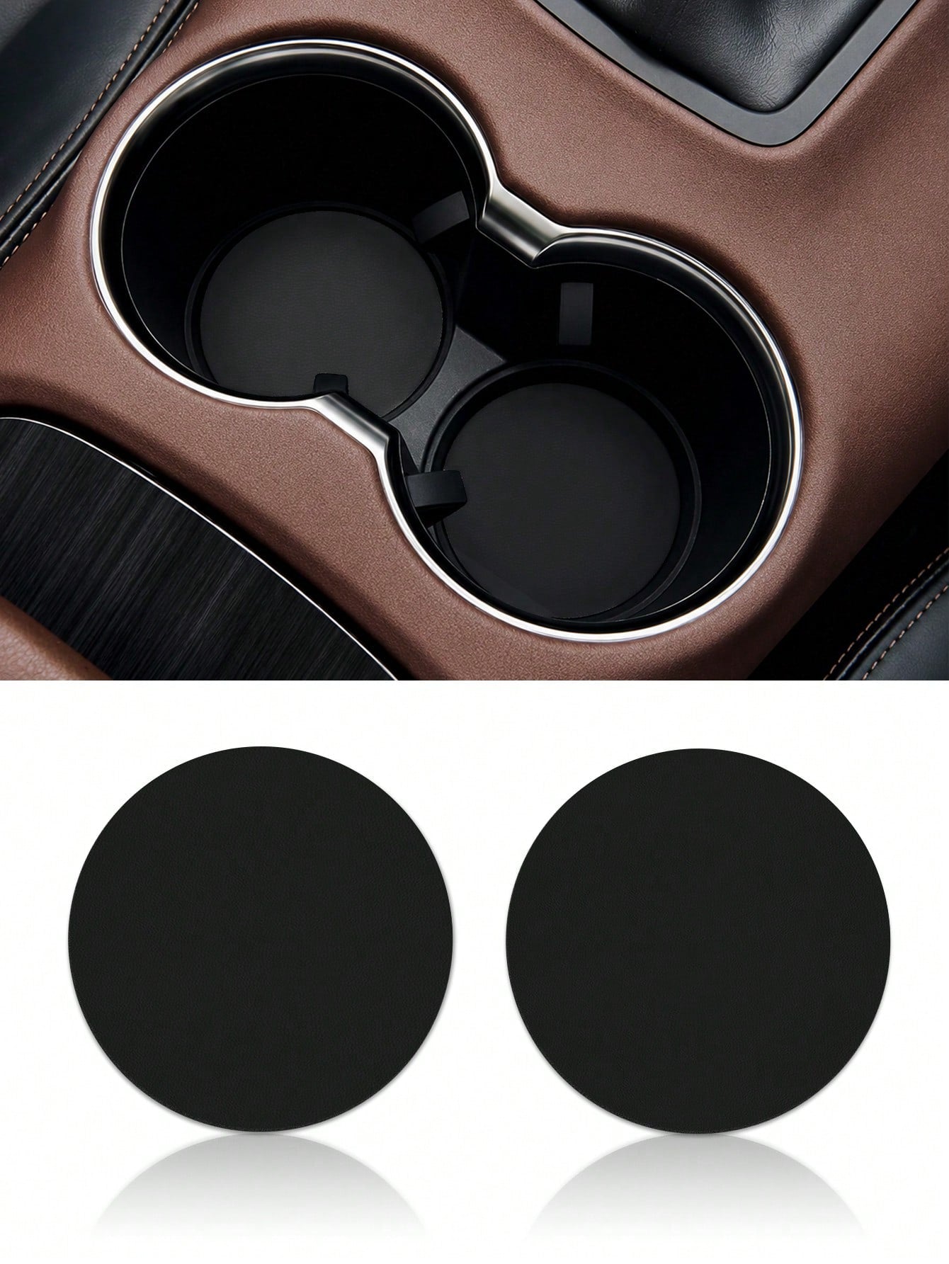 Ayotu 2pcs Universal Car Cup Holder Mats, Quick-Drying Non-Slip Car Cup Coasters, Cute Cartoon Design, Suitable For Car Interior, 2.8 Inch Size, Washable, Women's Car Decor Accessories