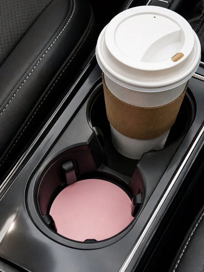 Ayotu 2pcs Universal Car Cup Holder Mats, Quick-Drying Non-Slip Car Cup Coasters, Cute Cartoon Design, Suitable For Car Interior, 2.8 Inch Size, Washable, Women's Car Decor Accessories