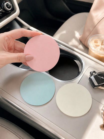 Ayotu 2pcs Universal Car Cup Holder Mats, Quick-Drying Non-Slip Car Cup Coasters, Cute Cartoon Design, Suitable For Car Interior, 2.8 Inch Size, Washable, Women's Car Decor Accessories