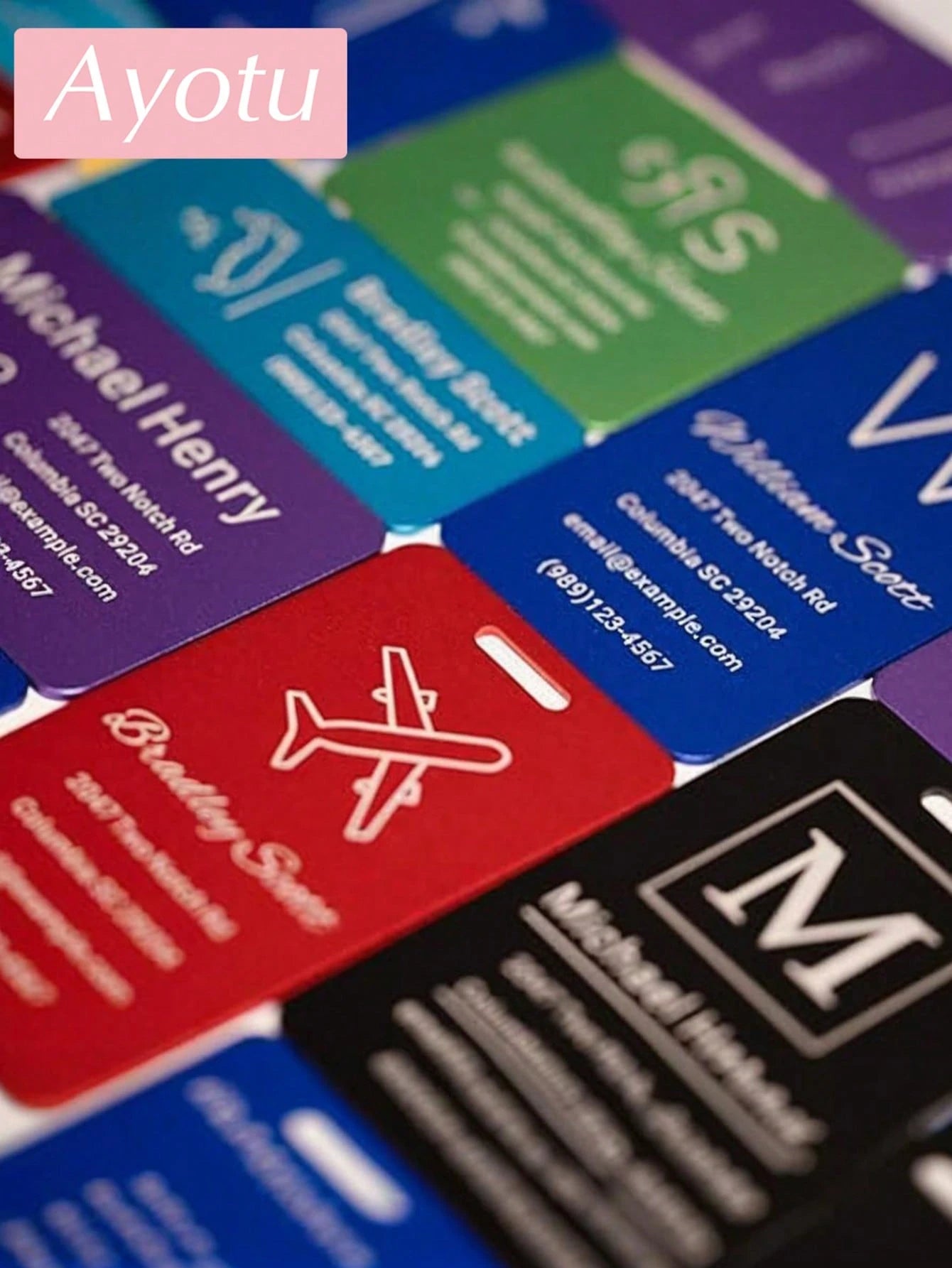 Ayotu Personalized Luggage Tags, Customized Metal Name Tags, Identification Tags, Suitable For Backpacks, Travel Bags, Suitcases, Customized Card Holders/Business Travel Document Organizers, Essential