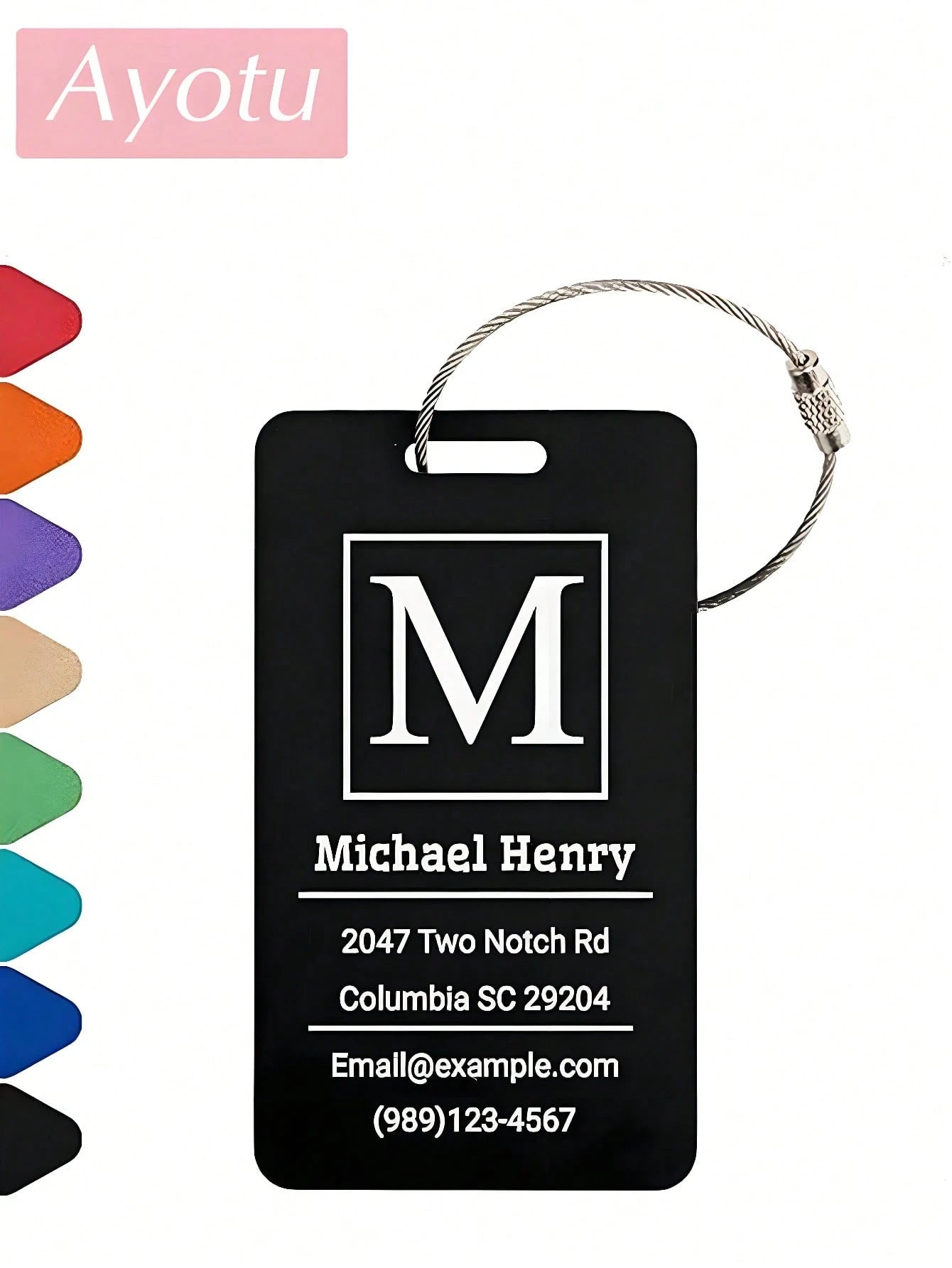 Ayotu Personalized Luggage Tags, Customized Metal Name Tags, Identification Tags, Suitable For Backpacks, Travel Bags, Suitcases, Customized Card Holders/Business Travel Document Organizers, Essential