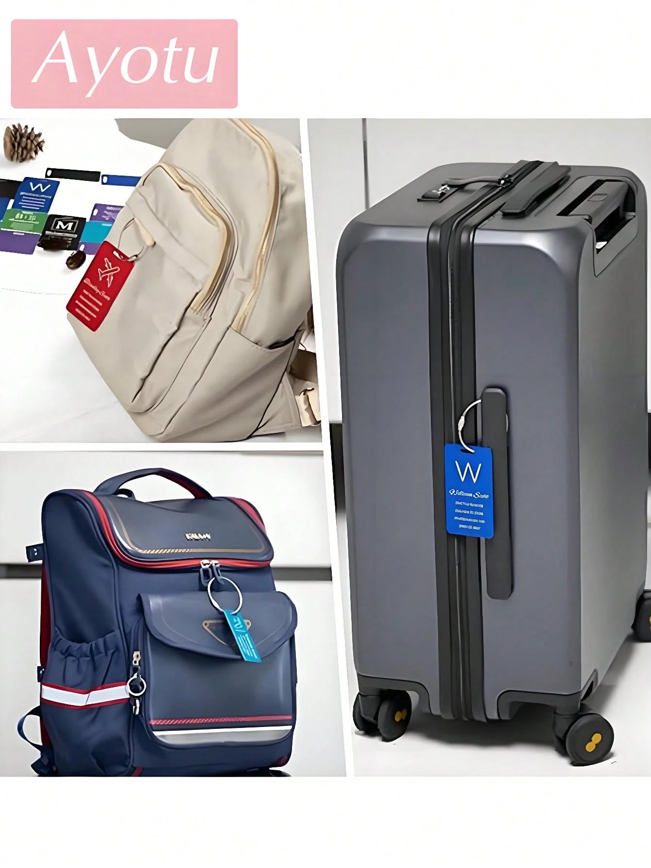 Ayotu Personalized Luggage Tags, Customized Metal Name Tags, Identification Tags, Suitable For Backpacks, Travel Bags, Suitcases, Customized Card Holders/Business Travel Document Organizers, Essential