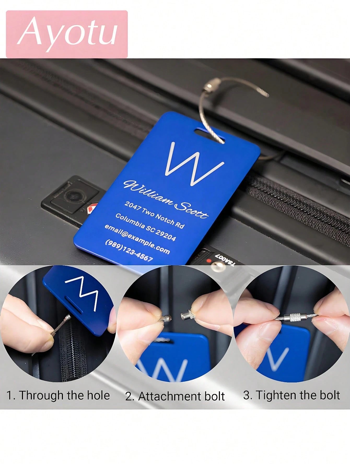 Ayotu Personalized Luggage Tags, Customized Metal Name Tags, Identification Tags, Suitable For Backpacks, Travel Bags, Suitcases, Customized Card Holders/Business Travel Document Organizers, Essential