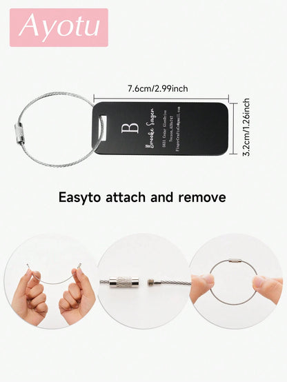 Ayotu Personalized Luggage Tags, Customized Metal Name Tags, Identification Tags, Suitable For Backpacks, Travel Bags, Suitcases, Customized Card Holders/Business Travel Document Organizers, Essential