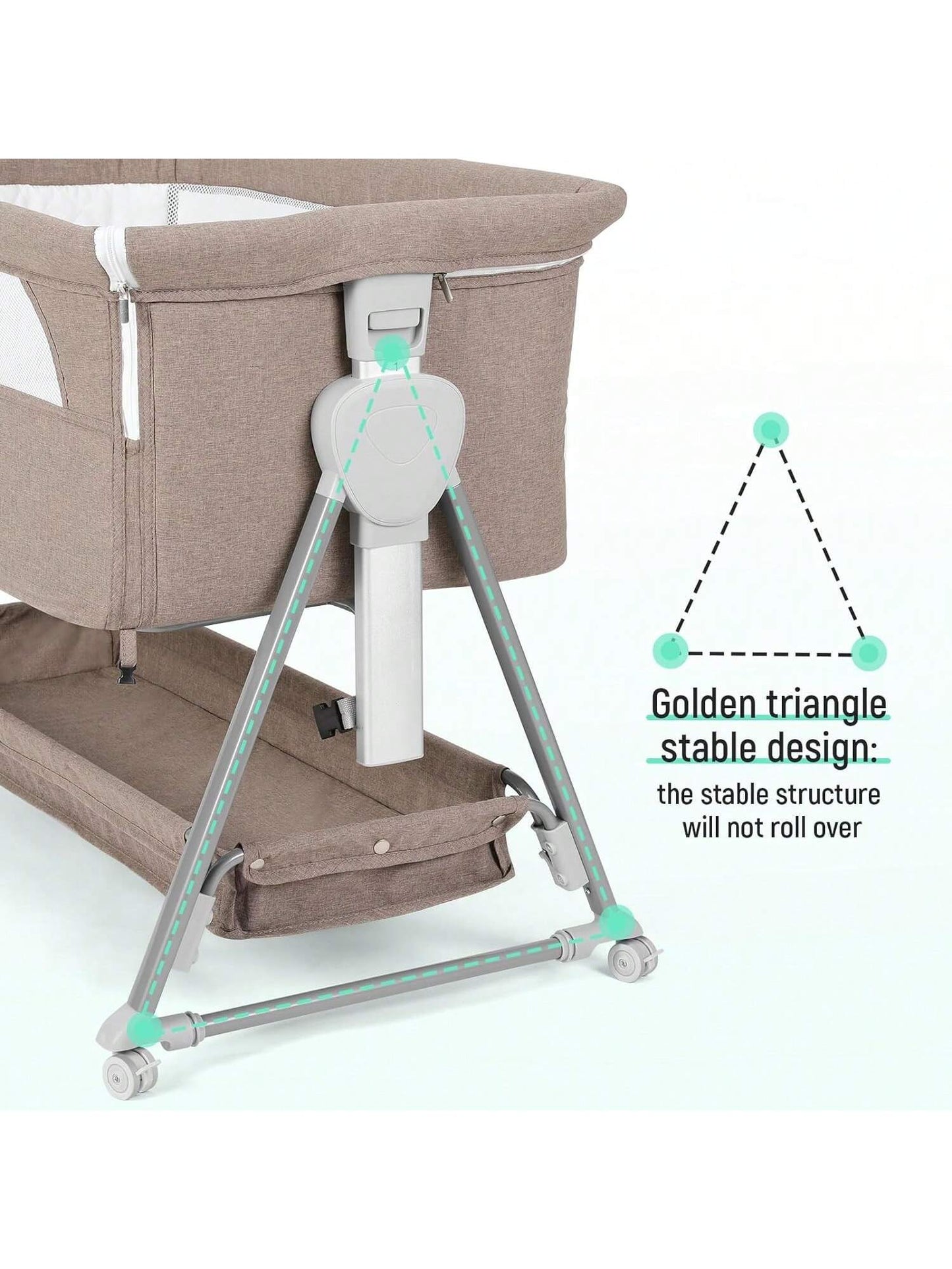 Baby Bassinet, Beside Sleeper For Baby Easy Folding Bedside Bassinet With Storage Basket And Wheels To Reduce Mom's Fatigue (Dark Grey)