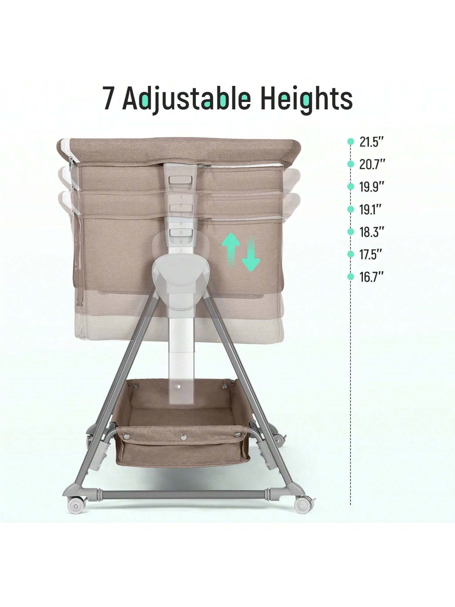 Baby Bassinet, Beside Sleeper For Baby Easy Folding Bedside Bassinet With Storage Basket And Wheels To Reduce Mom's Fatigue (Dark Grey)