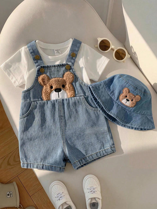 Baby Boy Baby Girl Summer Casual Cute Denim Overalls Bear Overalls Cute Overalls