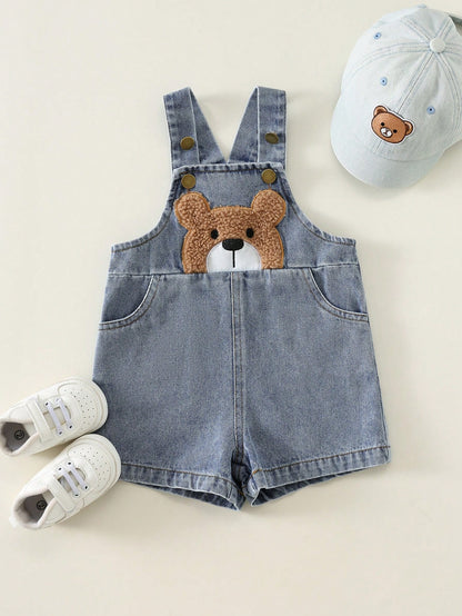 Baby Boy Baby Girl Summer Casual Cute Denim Overalls Bear Overalls Cute Overalls