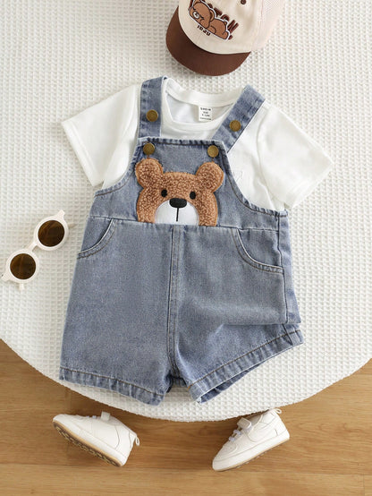 Baby Boy Baby Girl Summer Casual Cute Denim Overalls Bear Overalls Cute Overalls