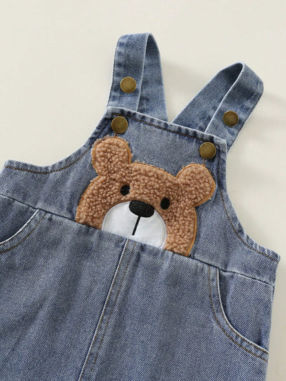 Baby Boy Baby Girl Summer Casual Cute Denim Overalls Bear Overalls Cute Overalls