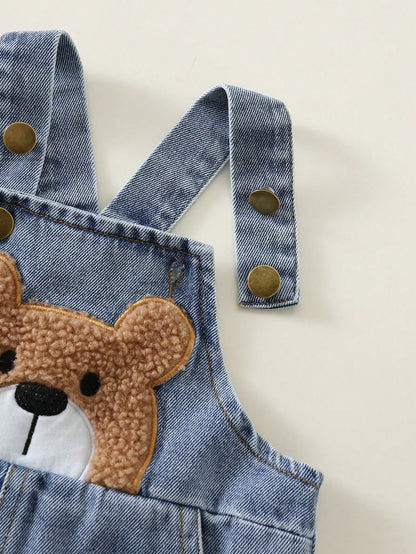 Baby Boy Baby Girl Summer Casual Cute Denim Overalls Bear Overalls Cute Overalls