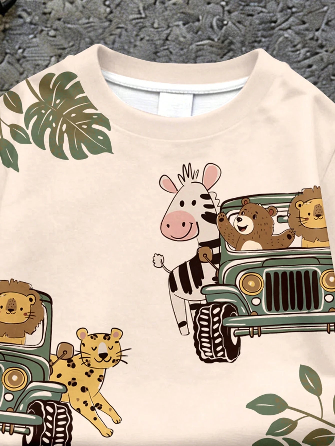 Baby Boy Casual Cartoon Print T-Shirt And Shorts Set, Suitable For Summer
