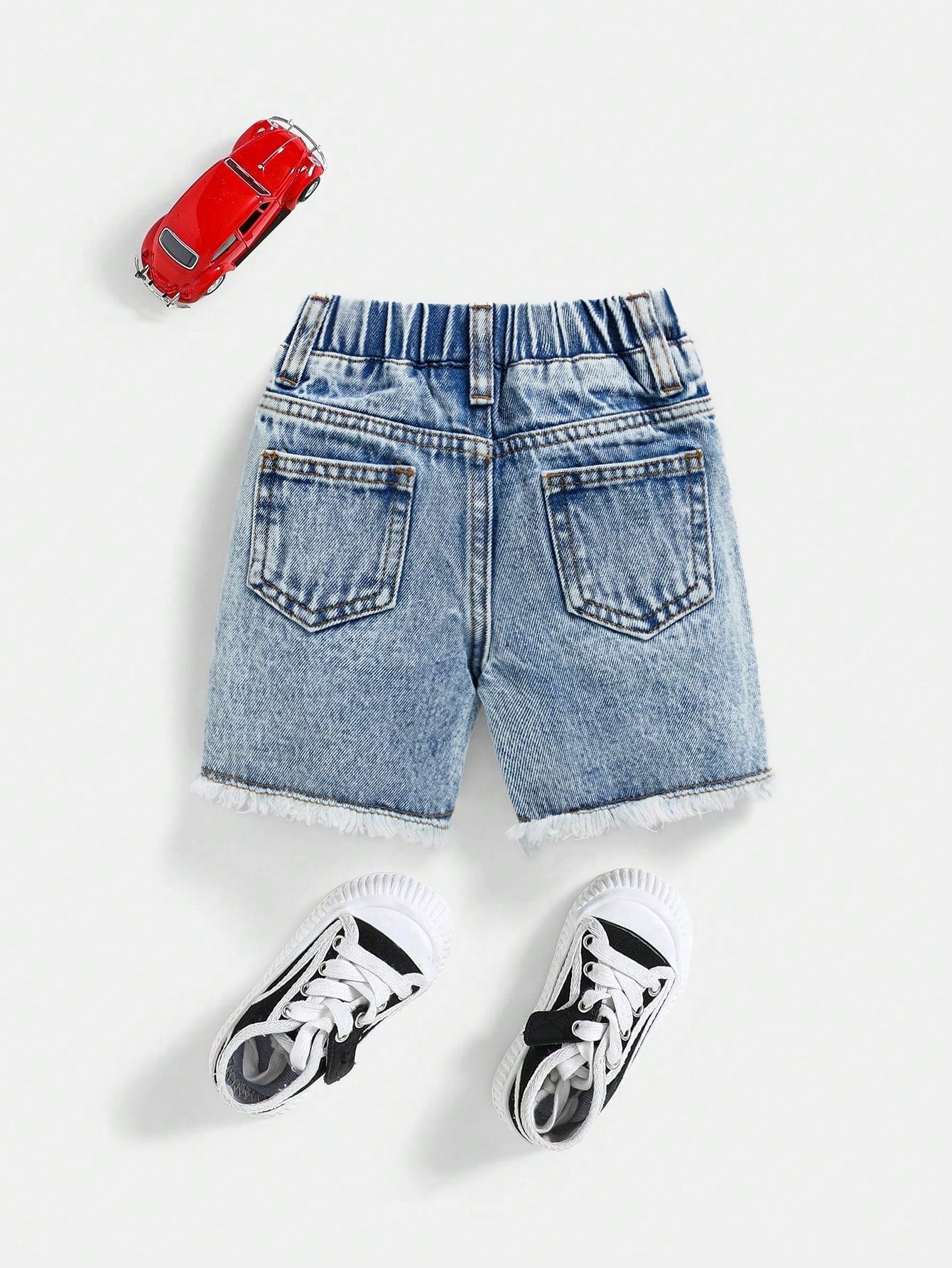 Baby Boy Casual Washed Ripped Frayed Loose Straight Leg Denim Shorts,For Summer