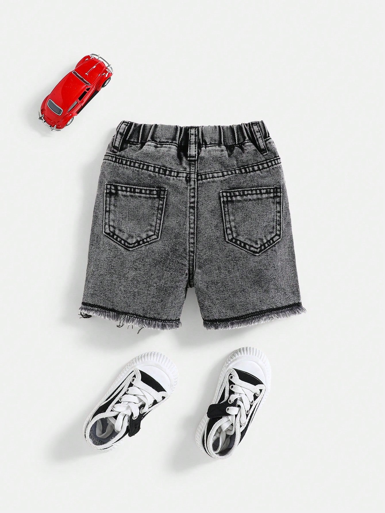Baby Boy Casual Washed Ripped Frayed Loose Straight Leg Denim Shorts,For Summer