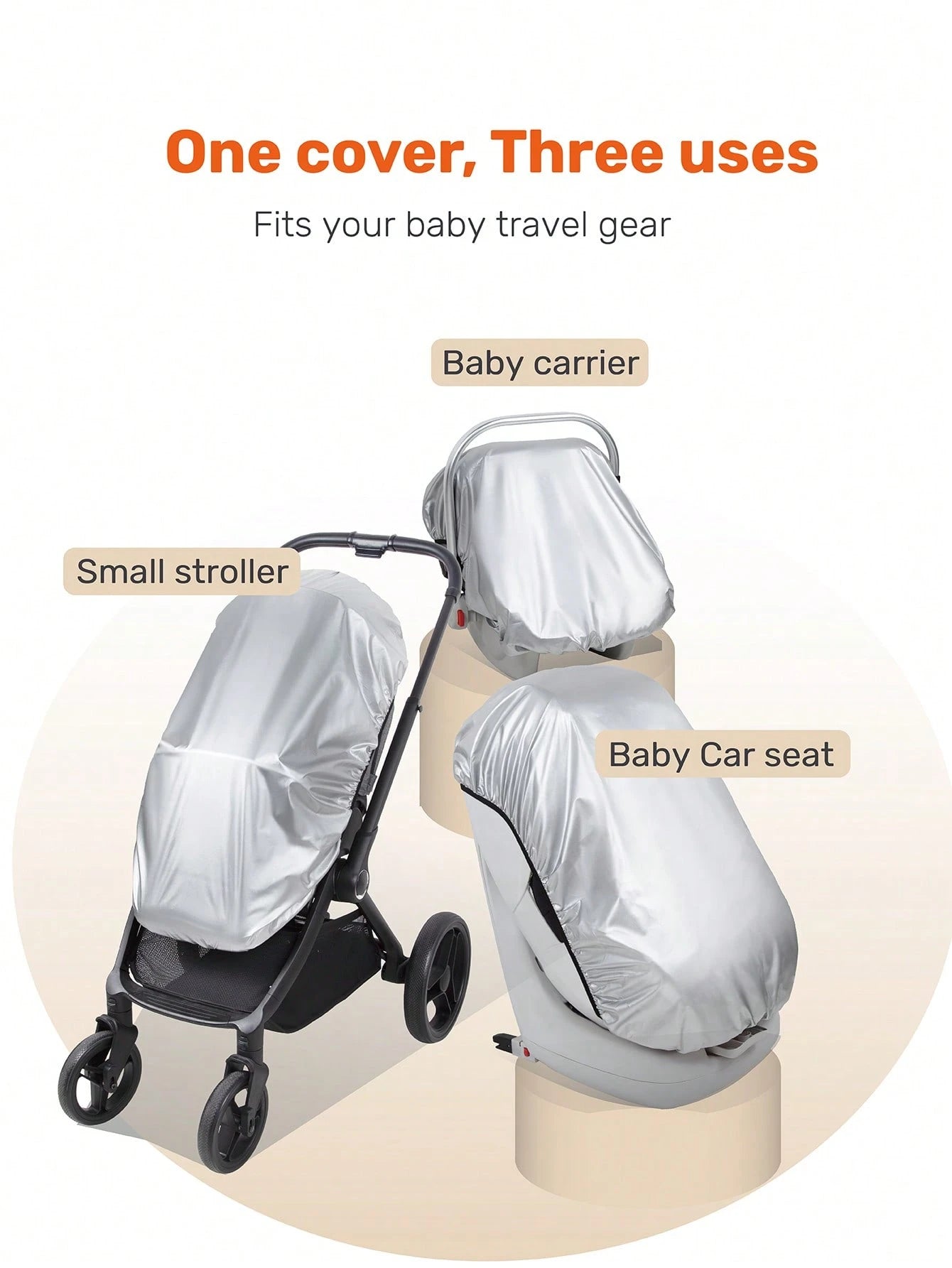 Baby Car Seat Sun Shade, Double-Sided Dust-Proof Design, Adjustable Elastic Band, Suitable For Most Baby Car Seats And Carriers, All-Season Use, Baby Shower Gift
