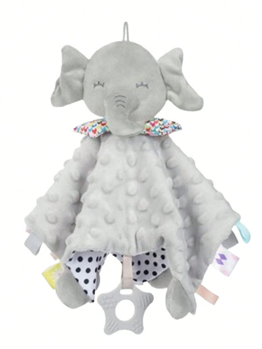 Baby Elephant Comfort Blanket With Tag Plush Doll, Chewable Teething Doll, Soft Plush, Sensory Teething Doll Suitable For Toddlers Small Gift (Random Tag Pattern Color)