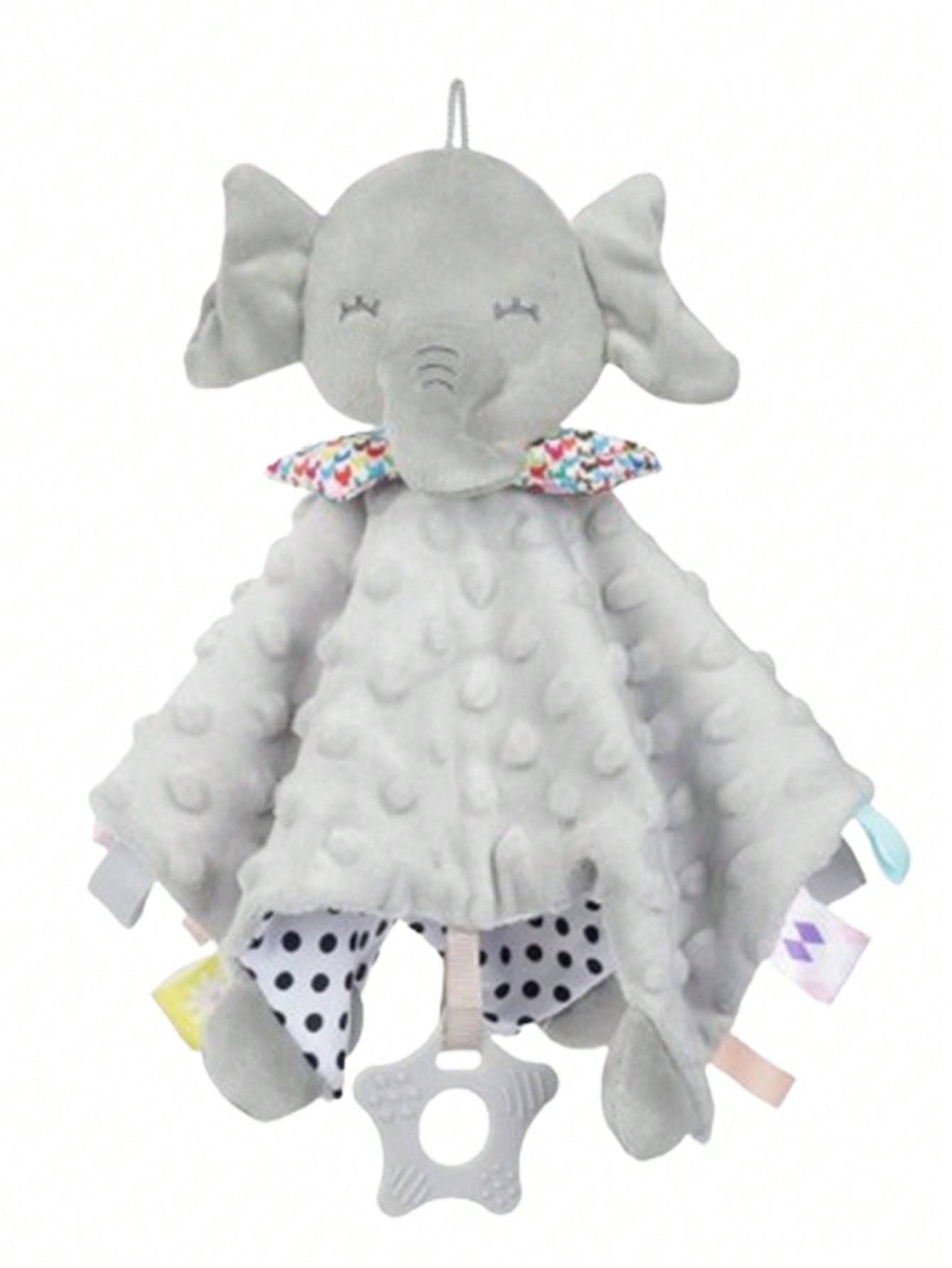 Baby Elephant Comfort Blanket With Tag Plush Doll, Chewable Teething Doll, Soft Plush, Sensory Teething Doll Suitable For Toddlers Small Gift (Random Tag Pattern Color)