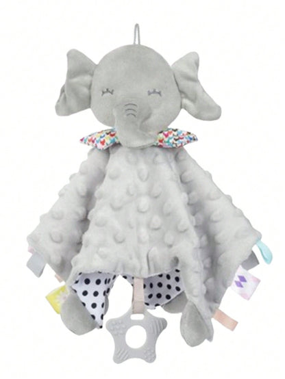 Baby Elephant Comfort Blanket With Tag Plush Doll, Chewable Teething Doll, Soft Plush, Sensory Teething Doll Suitable For Toddlers Small Gift (Random Tag Pattern Color)