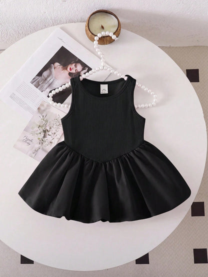 Baby Girl Baby Girl Fashionable Cute Casual Summer Red Knit Patchwork Hollow Out Sleeveless Graphic Print Jumpsuit