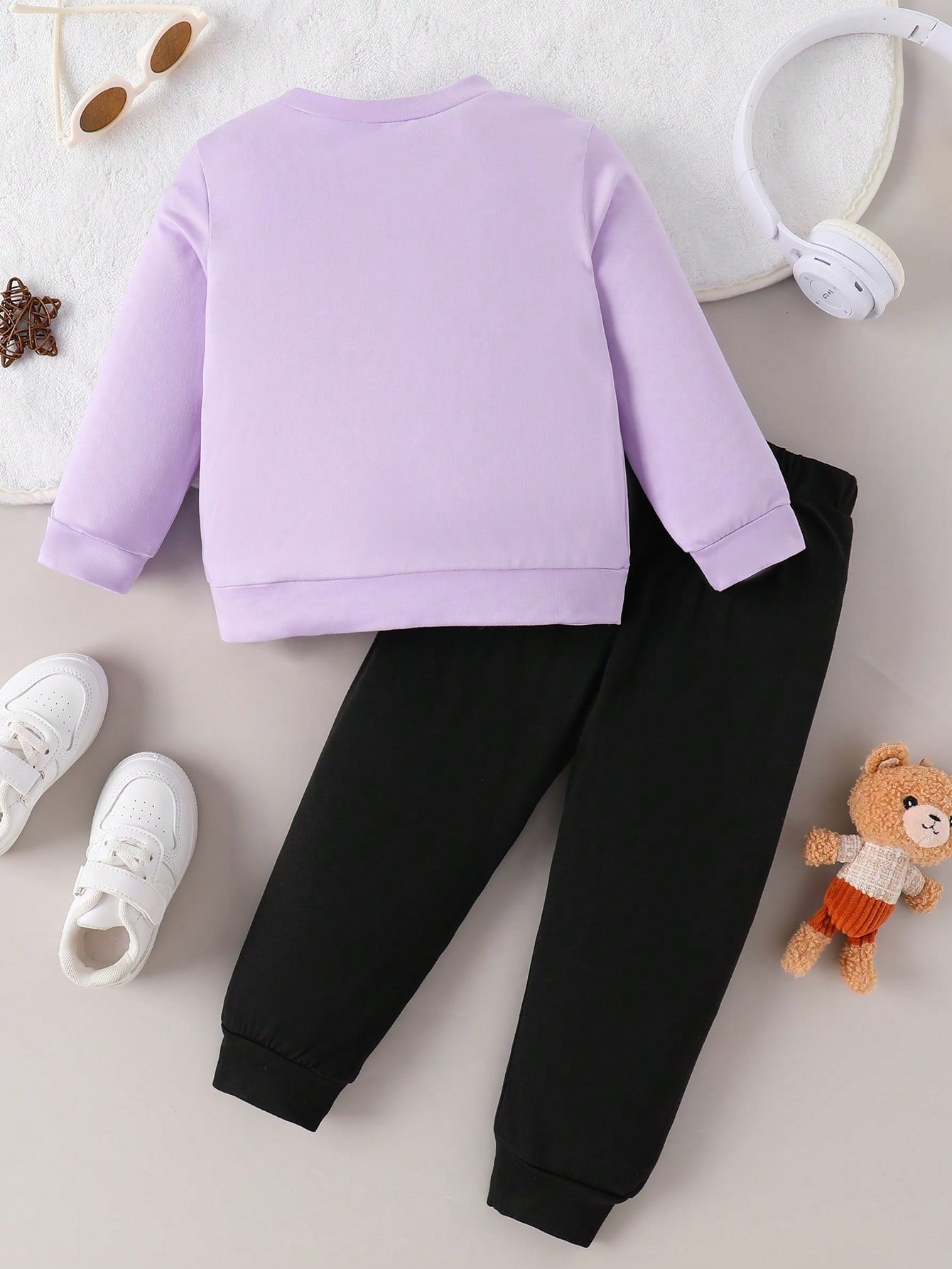 Baby Girl Casual Cute Dinosaur & Letter Print Crew Neck Long Sleeve Top And Pants Set, Spring/Autumn
