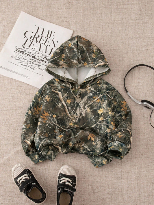 Baby Girl Casual Cute Leaf Pattern Green Hooded Long Sleeve Sweatshirt Autumn Winter Clothes For Girl