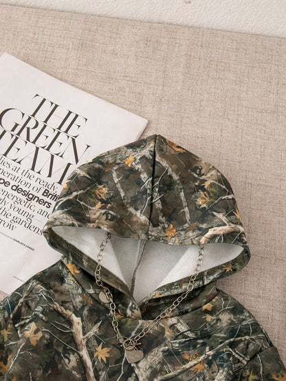 Baby Girl Casual Cute Leaf Pattern Green Hooded Long Sleeve Sweatshirt Autumn Winter Clothes For Girl