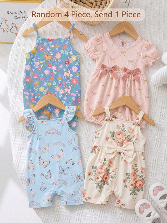 Baby Girl Casual Jumpsuit,Soft Summer Colour Palette,Summer,Cute,First Birthday,Navy Blue Bohemian Floral Graphic T-Shirt Set,Spring & Summer Outfits