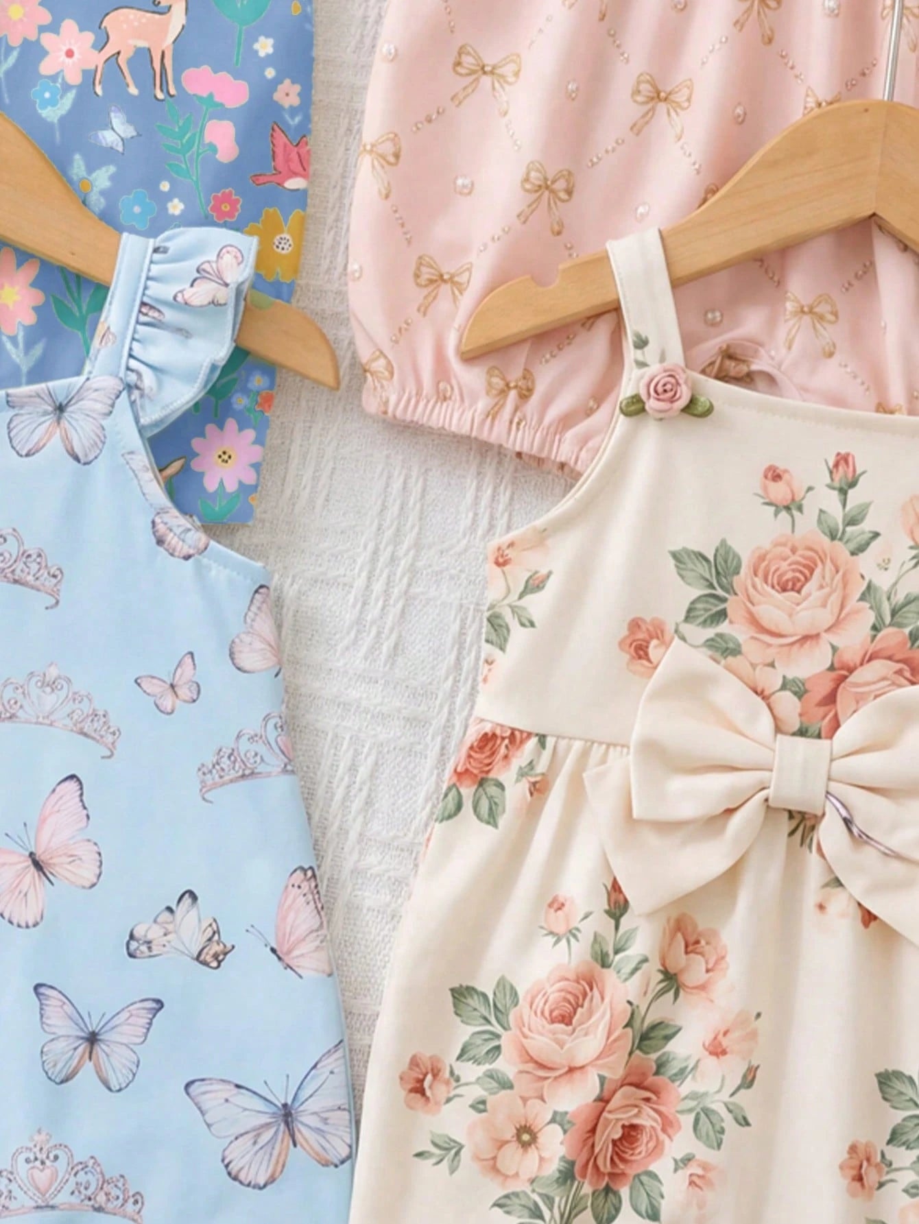 Baby Girl Casual Jumpsuit,Soft Summer Colour Palette,Summer,Cute,First Birthday,Navy Blue Bohemian Floral Graphic T-Shirt Set,Spring & Summer Outfits
