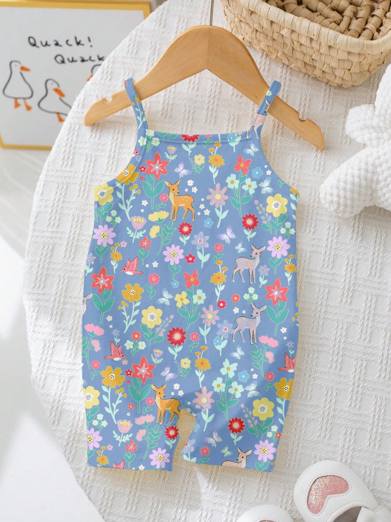 Baby Girl Casual Jumpsuit,Soft Summer Colour Palette,Summer,Cute,First Birthday,Navy Blue Bohemian Floral Graphic T-Shirt Set,Spring & Summer Outfits