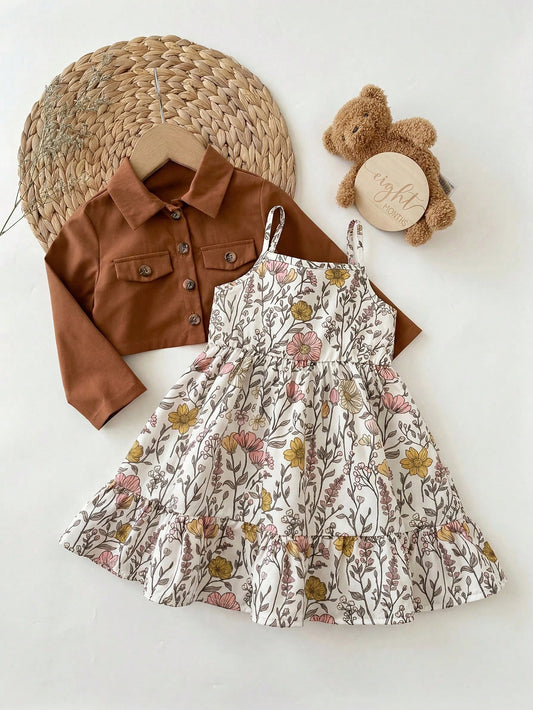 Baby Girl Ditsy Floral Sleeveless Summer Casual Strap Dress