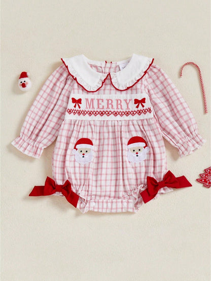 Baby Girl Football Outfit Smocked Bubble Romper Long Sleeve Cutest Football Fan Embroidery Striped Jumpsuit One Piece Fall Winter Clothes