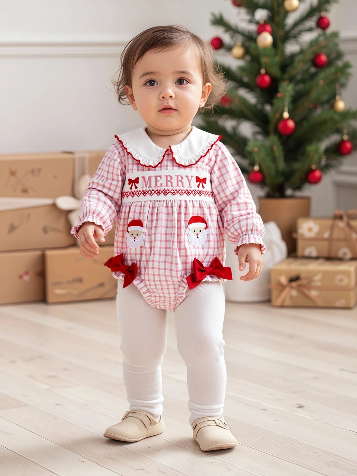 Baby Girl Football Outfit Smocked Bubble Romper Long Sleeve Cutest Football Fan Embroidery Striped Jumpsuit One Piece Fall Winter Clothes